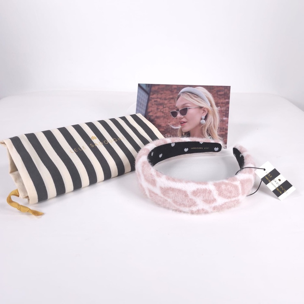 Lele Sadoughi New Leopard‎ Knit Alice Headband in Pink LSHA1214PL - Picture 3 of 16